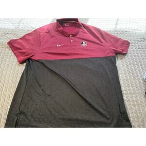 Nike Mens FSU Florida State Seminoles Polo Shirt Garnet Gray Size 3XL